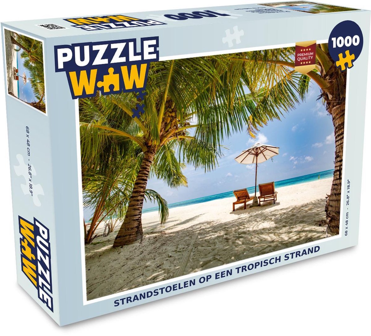 Puzzel 1000 stukjes volwassenen Tropisch Strand  1000 stukjes - Strandstoelen op een tropisch strand puzzel 1000 stukjes  - PuzzleWow heeft +100000 puzzels