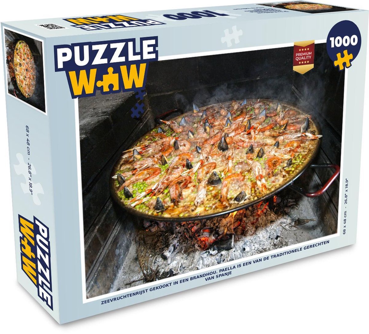 Puzzel 1000 stukjes volwassenen Paella 1000 stukjes - Zeevruchtenrijst gekookt in een brandhou Paella is een van de traditionele gerechten van Spanje  - PuzzleWow heeft +100000 puzzels