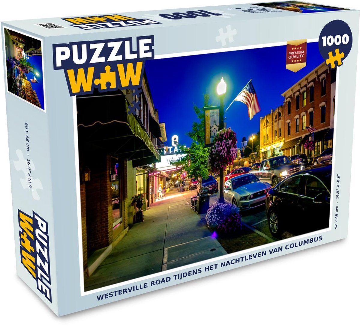 Puzzel 1000 stukjes volwassenen Columbus 1000 stukjes - Westerville Road tijdens het nachtleven van Columbus  - PuzzleWow heeft +100000 puzzels