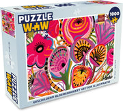 Puzzel 1000 stukjes volwassenen Geschilderde bloemen 1000 stukjes - Geschilderd bloemenboeket vector illustratie  - PuzzleWow heeft +100000 puzzels