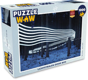 Puzzel 1000 stukjes volwassenen Abstracte Lichtstralen 1000 stukjes - Lichtstralen door bos  - PuzzleWow heeft +100000 puzzels