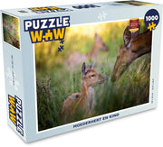 Puzzel 1000 stukjes volwassenen Bosleven 1000 stukjes - Moederhert en kind  - PuzzleWow heeft +100000 puzzels