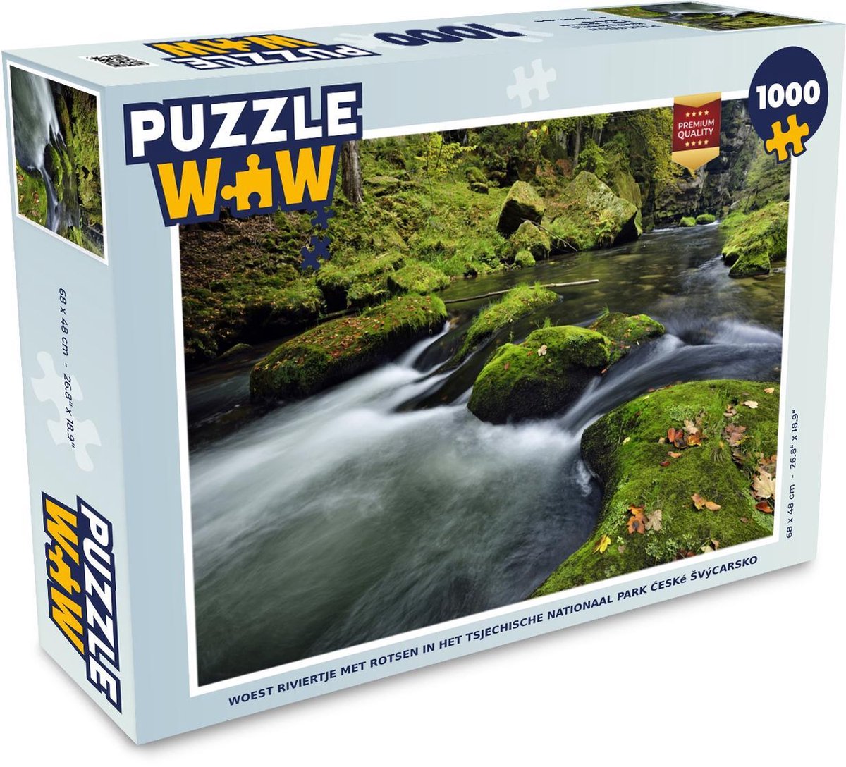 Puzzel Nationaal park České Švýcarsko 1000 stukjes - Woest riviertje met rotsen in het Tsjechische Nationaal park České Švýcarsko