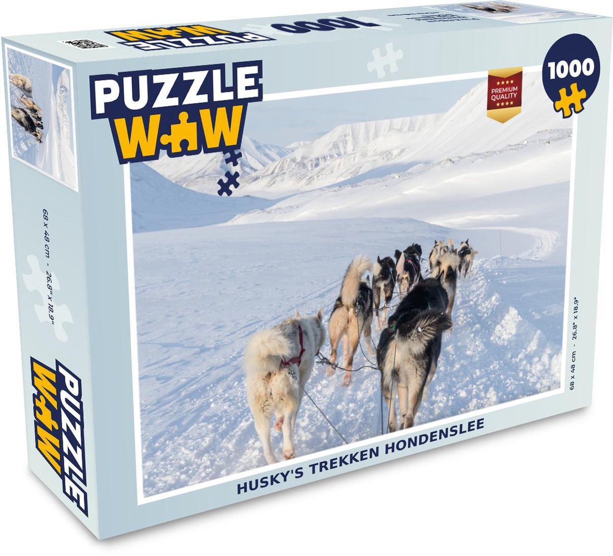 Puzzel 1000 stukjes volwassenen Husky 1000 stukjes - Husky's trekken hondenslee  - PuzzleWow heeft +100000 puzzels