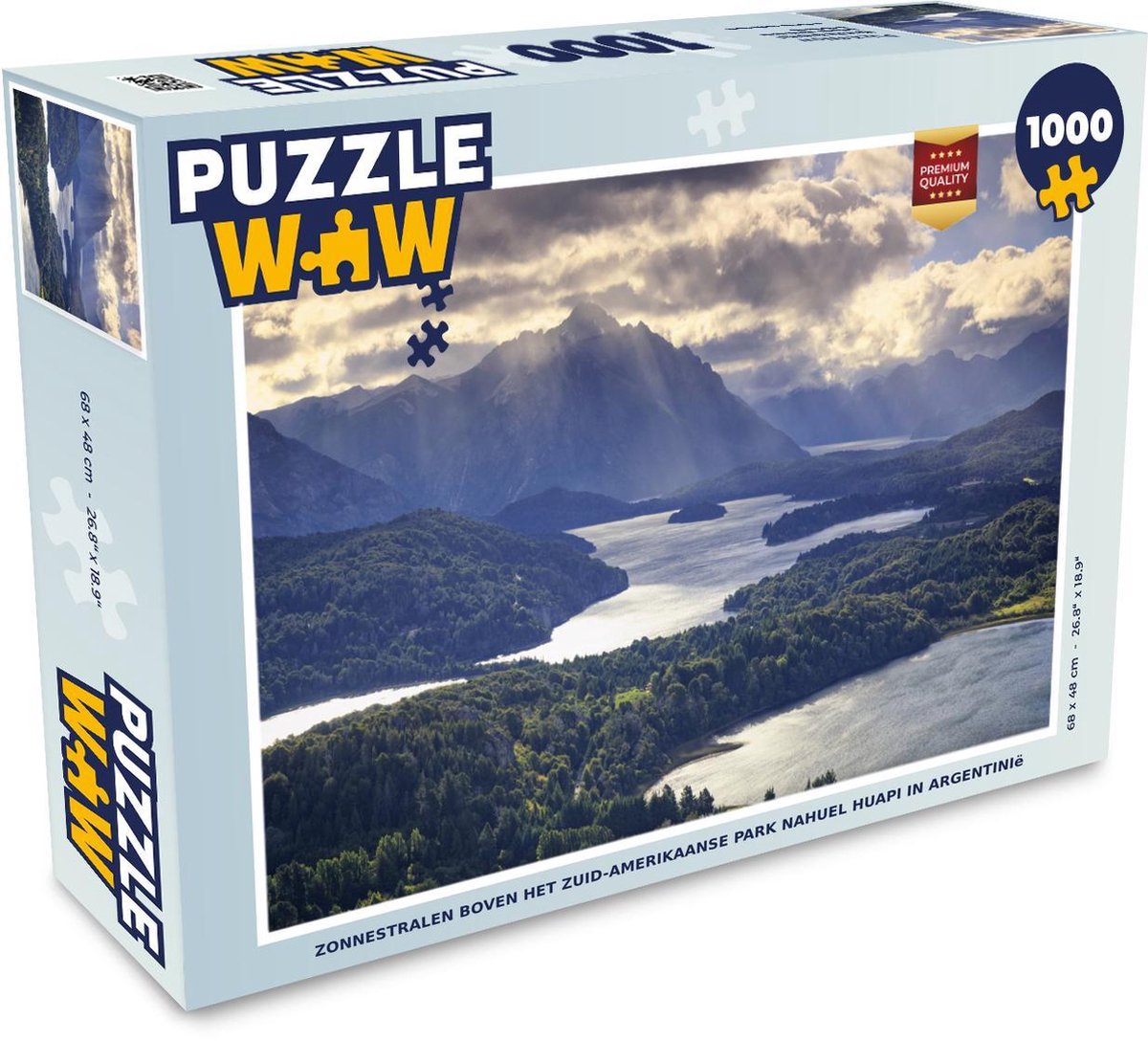 Puzzel 1000 stukjes volwassenen Nahuel Huapi 1000 stukjes - Zonnestralen boven het Zuid-Amerikaanse park Nahuel Huapi in Argentinië  - PuzzleWow heeft +100000 puzzels