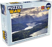 Puzzel 1000 stukjes volwassenen Nahuel Huapi 1000 stukjes - Zonnestralen boven het Zuid-Amerikaanse park Nahuel Huapi in Argentinië  - PuzzleWow heeft +100000 puzzels