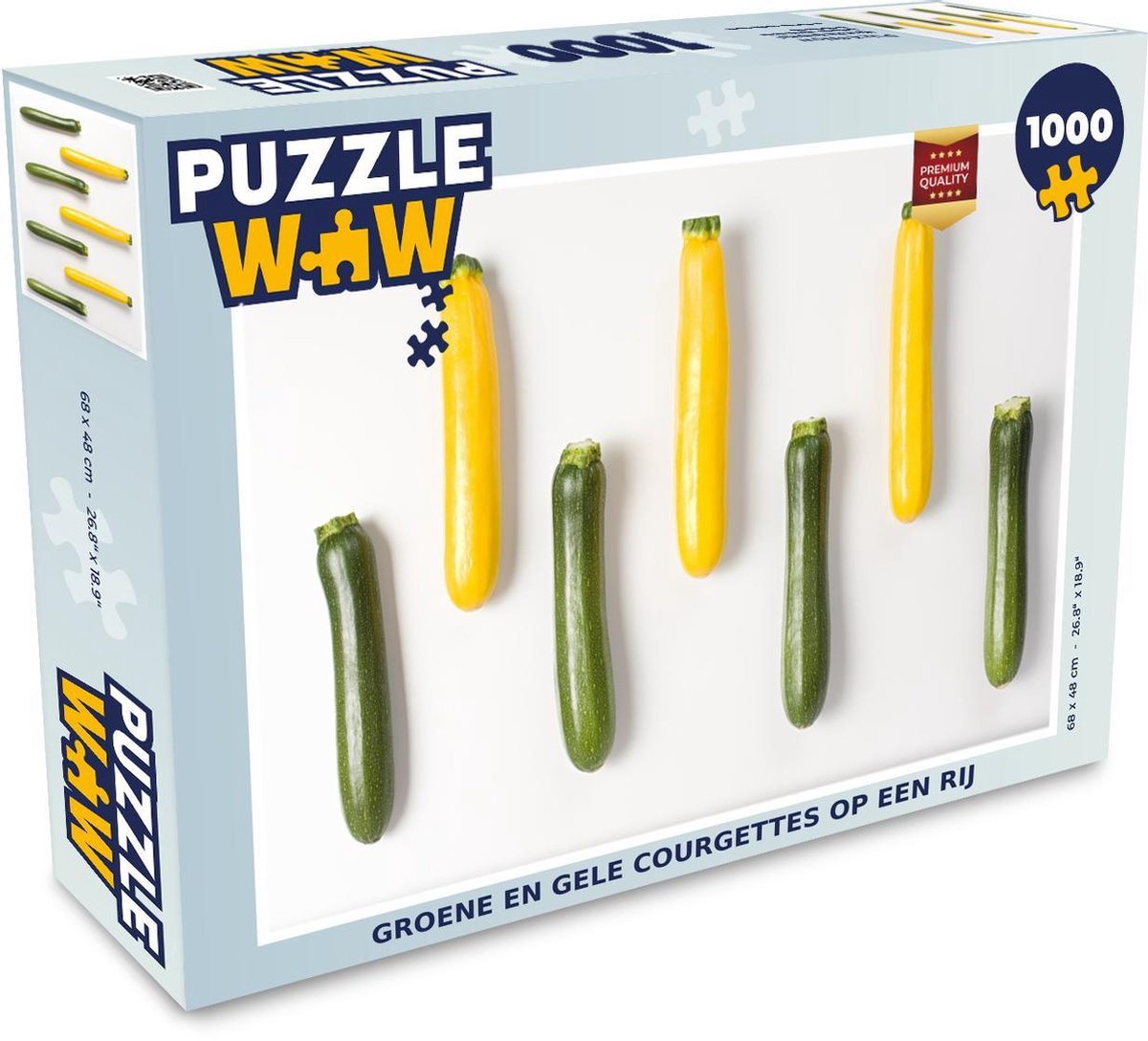 Puzzel 1000 stukjes volwassenen Courgette 1000 stukjes - Groene en gele courgettes op een rij  - PuzzleWow heeft +100000 puzzels