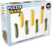 Puzzel 1000 stukjes volwassenen Courgette 1000 stukjes - Groene en gele courgettes op een rij  - PuzzleWow heeft +100000 puzzels
