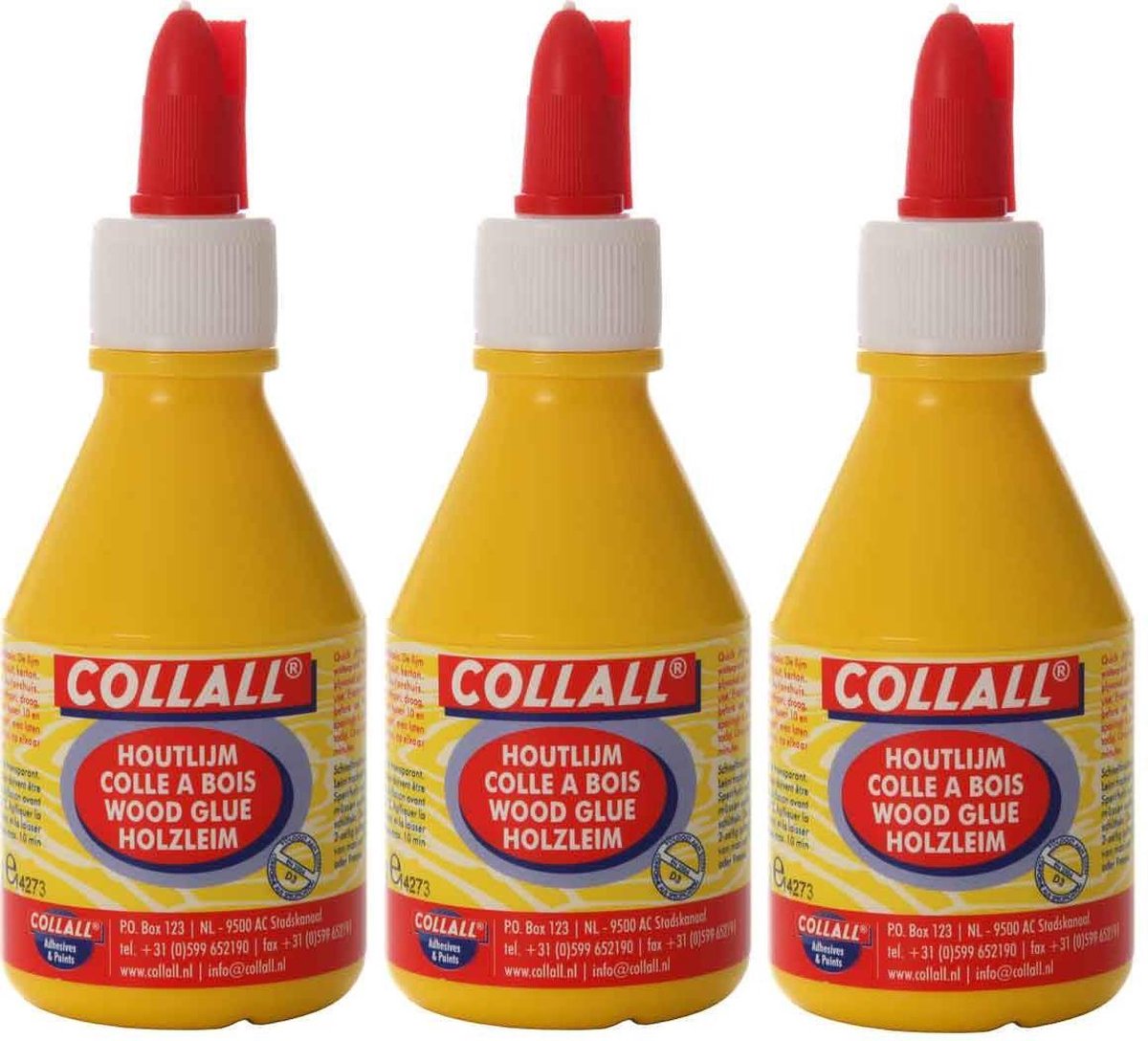 3x Houtlijm - Totaal 300ml - Met handige Spateldop