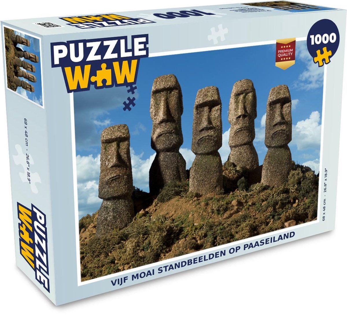 Puzzel 1000 stukjes volwassenen Moai 1000 stukjes - Vijf Moai standbeelden op Paaseiland  - PuzzleWow heeft +100000 puzzels
