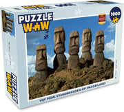 Puzzel 1000 stukjes volwassenen Moai 1000 stukjes - Vijf Moai standbeelden op Paaseiland  - PuzzleWow heeft +100000 puzzels