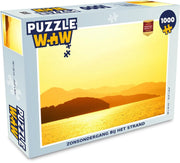 Puzzel 1000 stukjes volwassenen Okergeel 1000 stukjes - Zonsondergang bij het strand  - PuzzleWow heeft +100000 puzzels