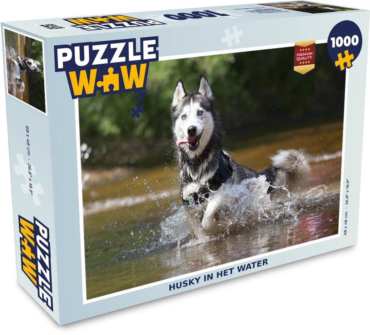 Puzzel 1000 stukjes volwassenen Husky 1000 stukjes - Husky in het water  - PuzzleWow heeft +100000 puzzels