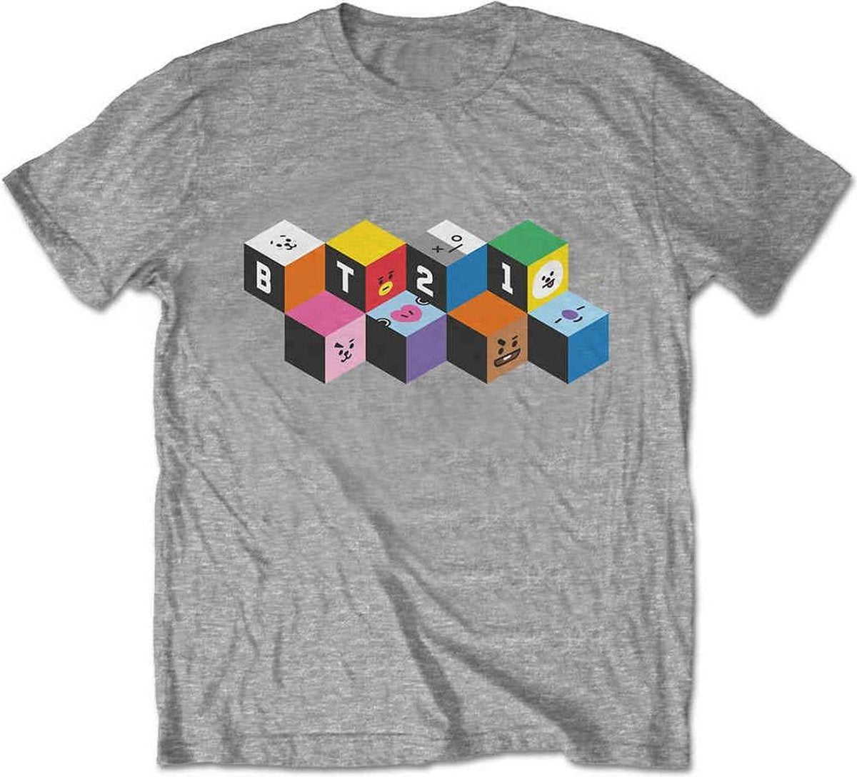 BT21 Heren Tshirt -S- Blocks Grijs