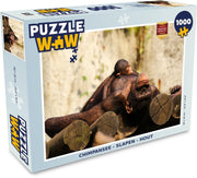 Puzzel - Puzzel 1000 stukjes volwassenen - Chimpansee - Slapen - Hout - Legpuzzel