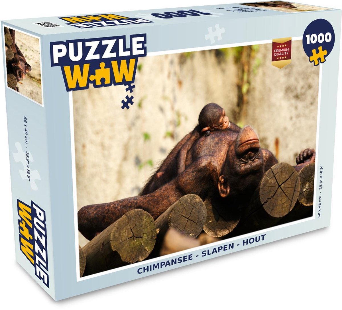 Puzzel - Puzzel 1000 stukjes volwassenen - Chimpansee - Slapen - Hout - Legpuzzel