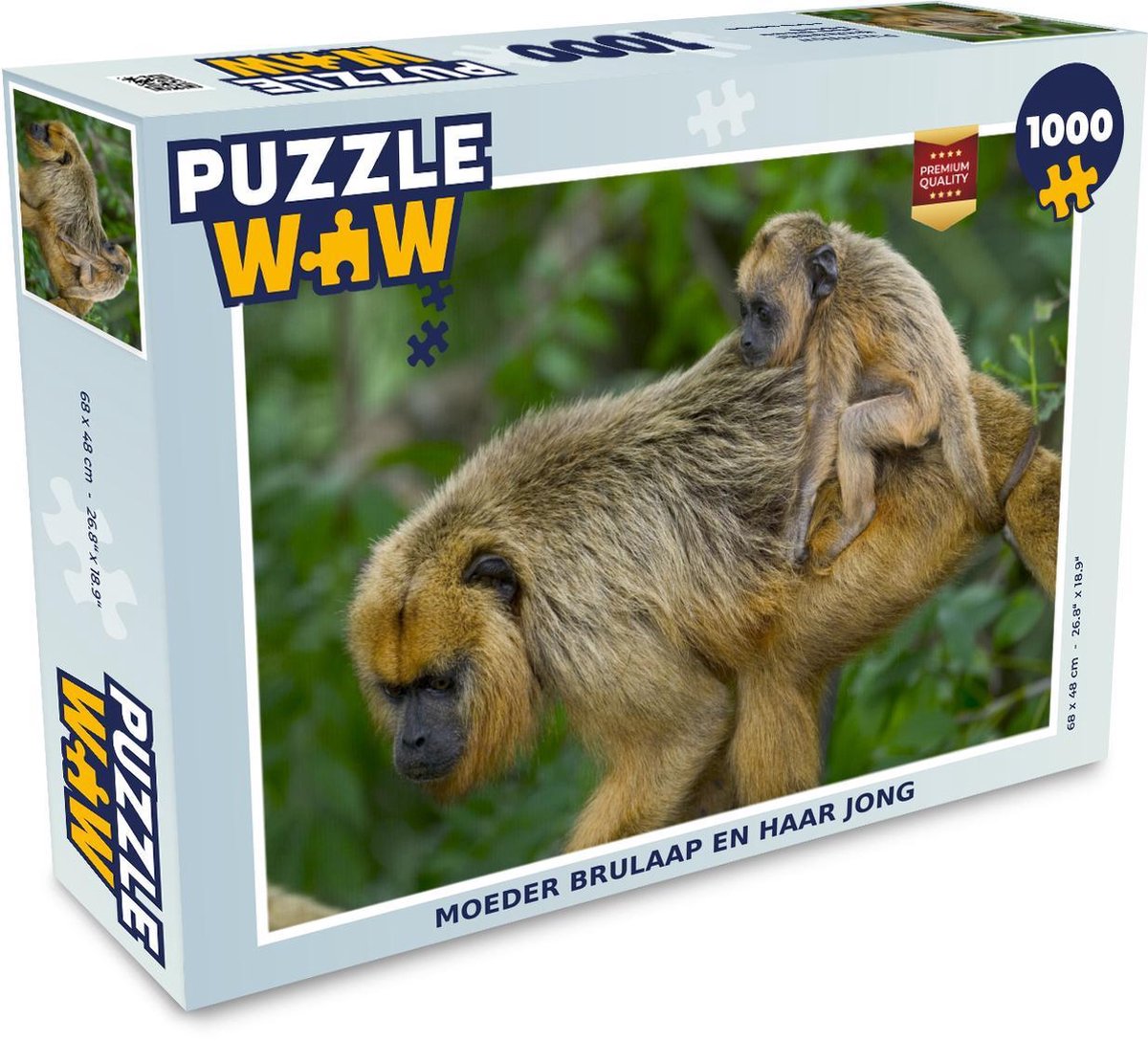 Puzzel 1000 stukjes volwassenen Brulaap 1000 stukjes - Moeder brulaap en haar jong puzzel 1000 stukjes  - PuzzleWow heeft +100000 puzzels