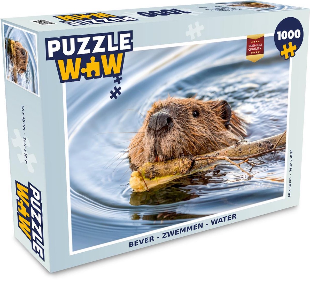 Puzzel - Puzzel 1000 stukjes volwassenen - Bever - Zwemmen - Water - Legpuzzel