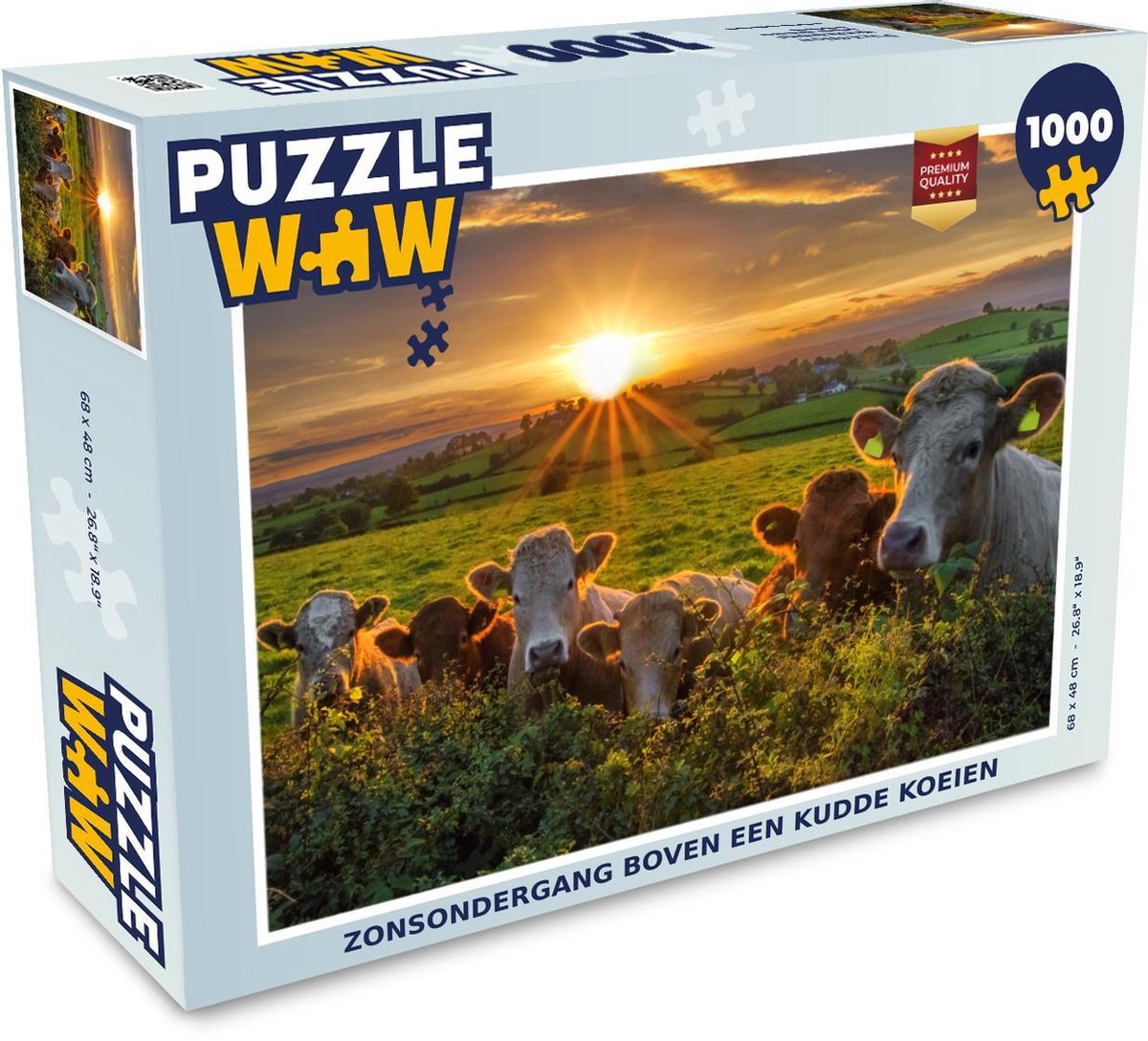 Puzzel 1000 stukjes volwassenen Boerderijen 1000 stukjes - Zonsondergang boven een kudde koeien  - PuzzleWow heeft +100000 puzzels