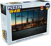 Puzzel 1000 stukjes volwassenen Uitzicht 1000 stukjes - Uitzicht op een stad in de schemering puzzel 1000 stukjes  - PuzzleWow heeft +100000 puzzels