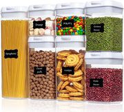 Voorraadpotten incl. Herschrijfbare labels - 7 stuks met Lucht- en Waterdichte Deksels - Wit - De perfecte kitchen essential voor elke keuken