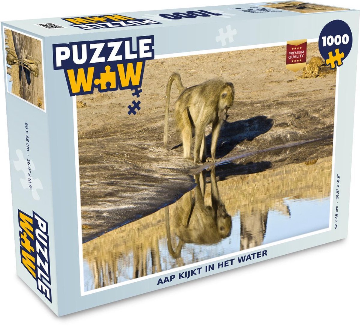Puzzel 1000 stukjes volwassenen Dieren reflecties in het water  1000 stukjes - Aap kijkt in het water puzzel 1000 stukjes  - PuzzleWow heeft +100000 puzzels