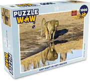 Puzzel 1000 stukjes volwassenen Dieren reflecties in het water  1000 stukjes - Aap kijkt in het water puzzel 1000 stukjes  - PuzzleWow heeft +100000 puzzels