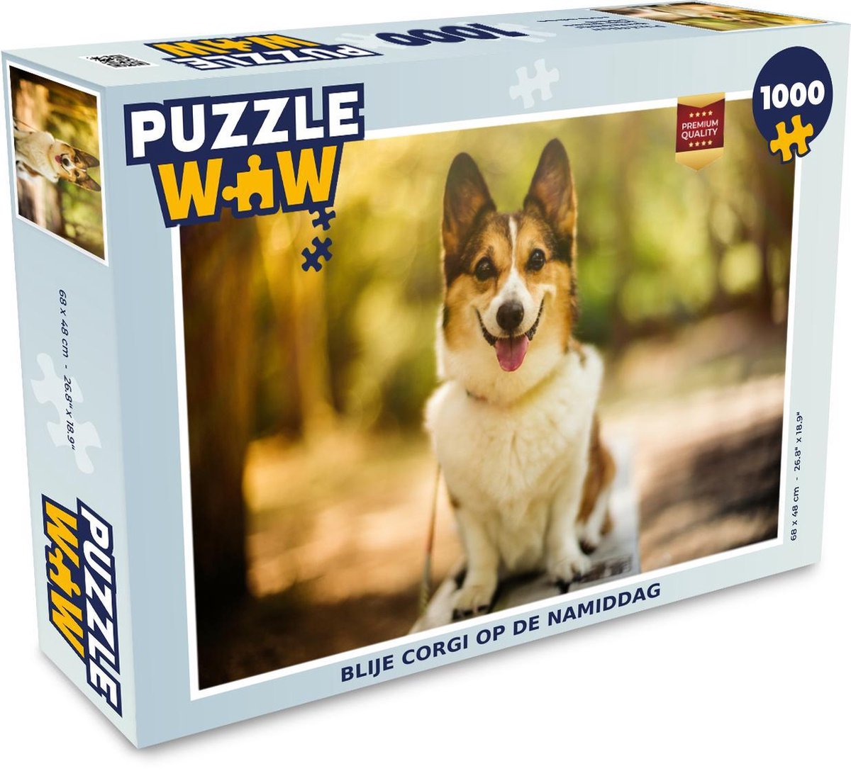 Puzzel 1000 stukjes volwassenen Corgi 1000 stukjes - Blije corgi op de namiddag  - PuzzleWow heeft +100000 puzzels
