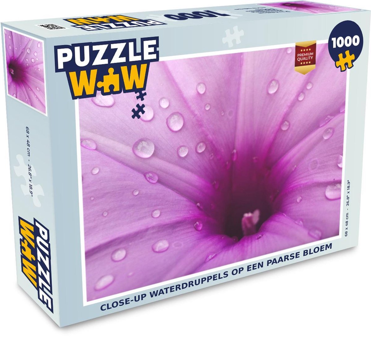 Puzzel 1000 stukjes volwassenen Planten met waterdruppels  1000 stukjes - Close-up waterdruppels op een paarse bloem puzzel 1000 stukjes  - PuzzleWow heeft +100000 puzzels
