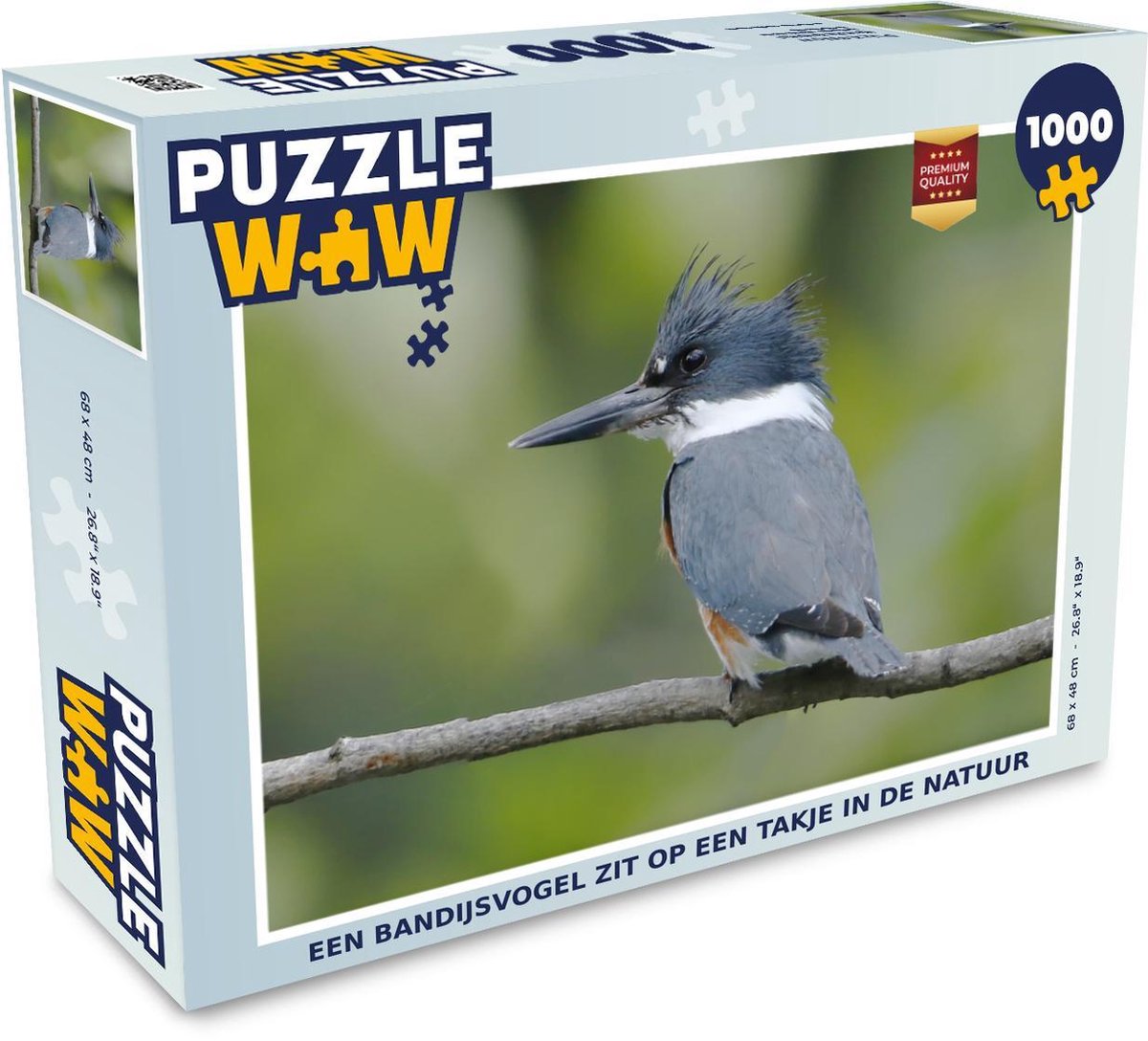 Puzzel 1000 stukjes volwassenen Bandijsvogel 1000 stukjes - Een Bandijsvogel zit op een takje in de natuur PuzzleWow heeft +100000 puzzels