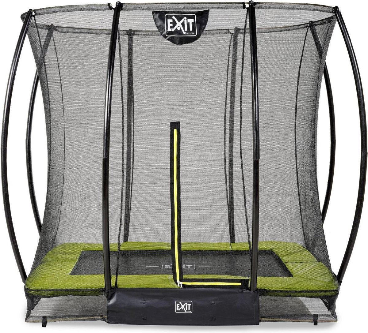 EXIT Silhouette inground trampoline 153x214cm met veiligheidsnet - groen