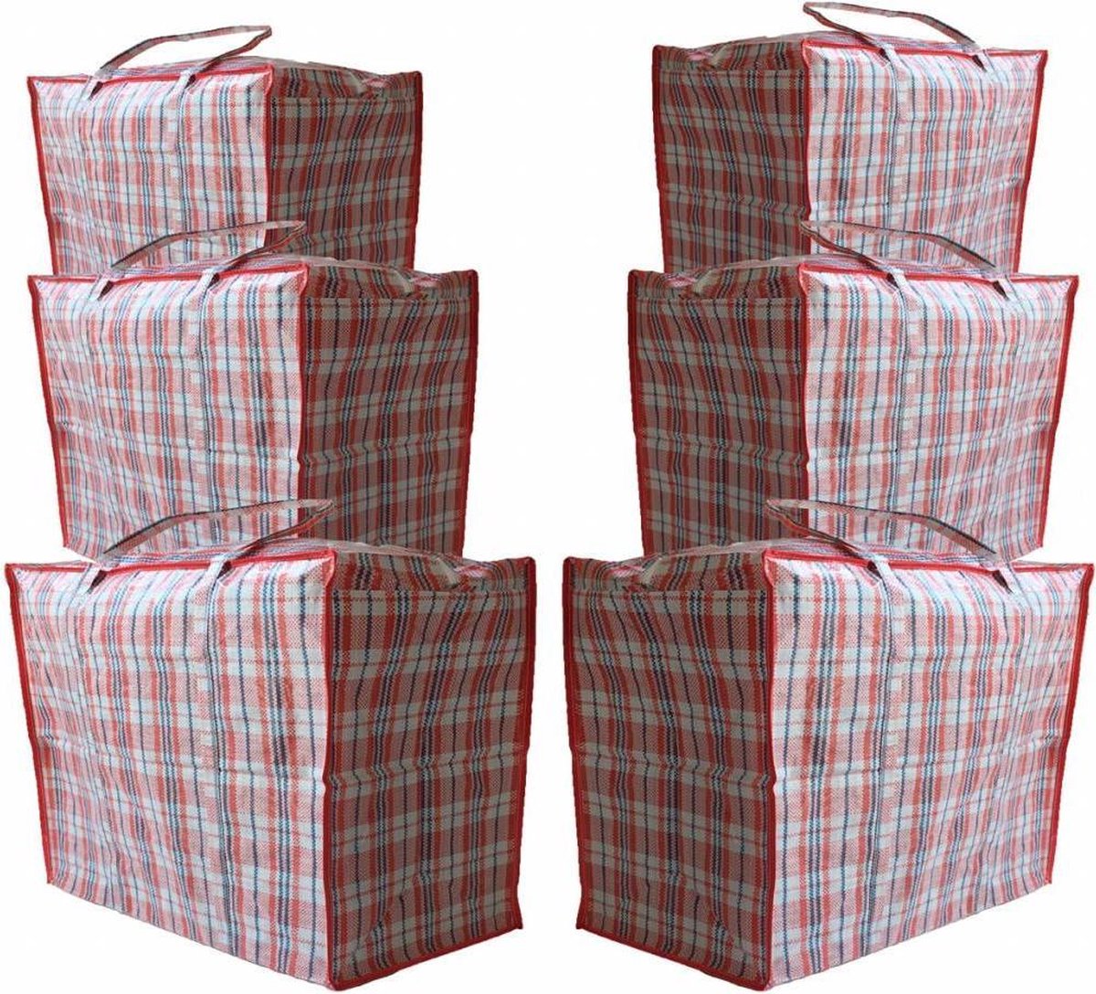 MixMamas Big Shopper / Boodschappentas / Waszak XL - 70 x 50 cm - 105 L - Set van 6 - Rood