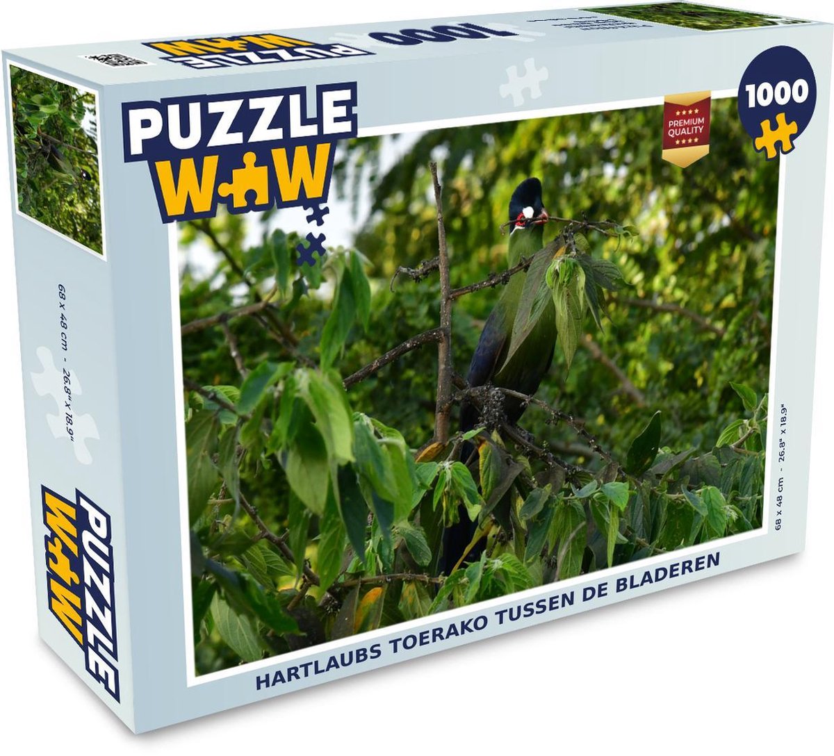 Puzzel 1000 stukjes volwassenen Hartlaub's Toerako 1000 stukjes - Hartlaubs toerako tussen de bladeren  - PuzzleWow heeft +100000 puzzels