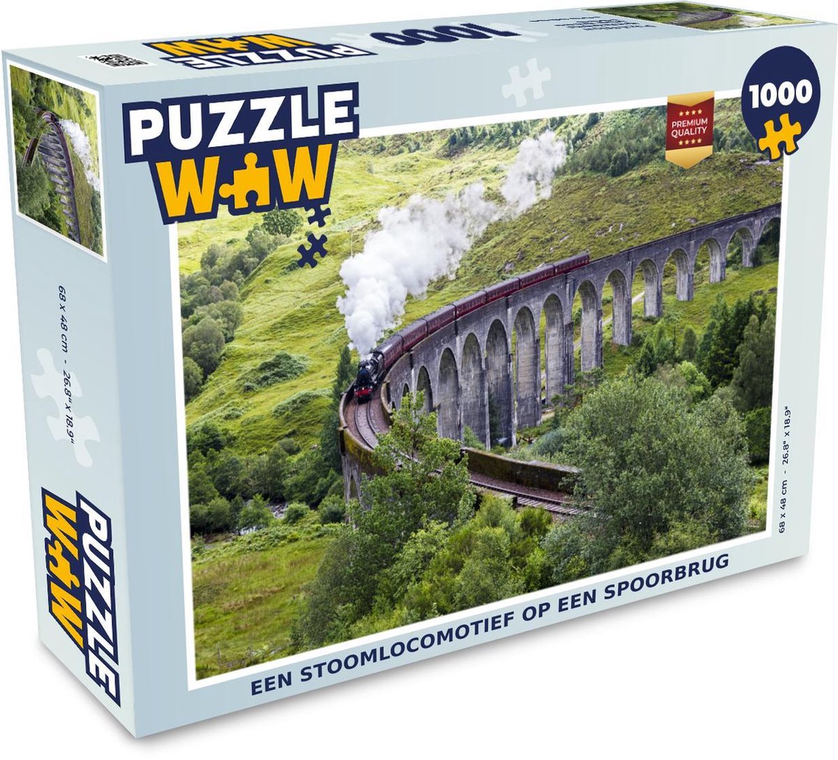 Puzzel 1000 stukjes volwassenen Spoorbrug 1000 stukjes - Een stoomlocomotief op een spoorbrug  - PuzzleWow heeft +100000 puzzels