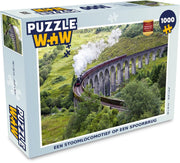 Puzzel 1000 stukjes volwassenen Spoorbrug 1000 stukjes - Een stoomlocomotief op een spoorbrug  - PuzzleWow heeft +100000 puzzels