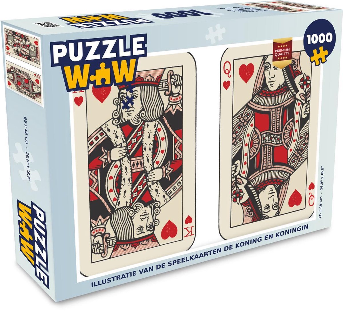 Puzzel 1000 stukjes volwassenen Speelkaarten 1000 stukjes - Illustratie van de speelkaarten de koning en koningin  - PuzzleWow heeft +100000 puzzels