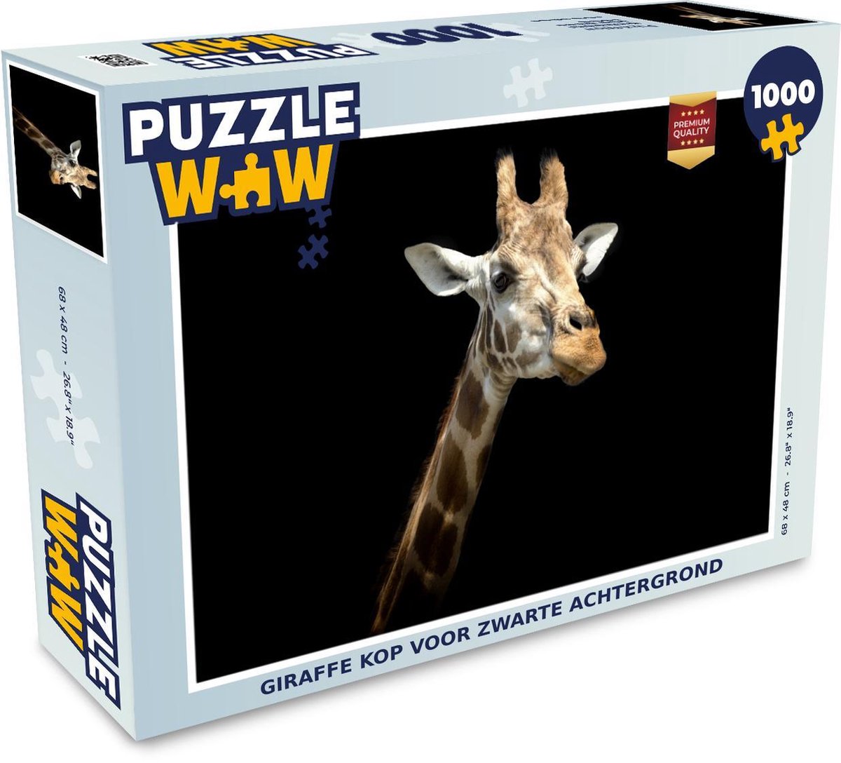 Puzzel 1000 stukjes volwassenen Giraffes op zwarte achtergrond 1000 stukjes - Giraffe kop voor zwarte achtergrond  - PuzzleWow heeft +100000 puzzels