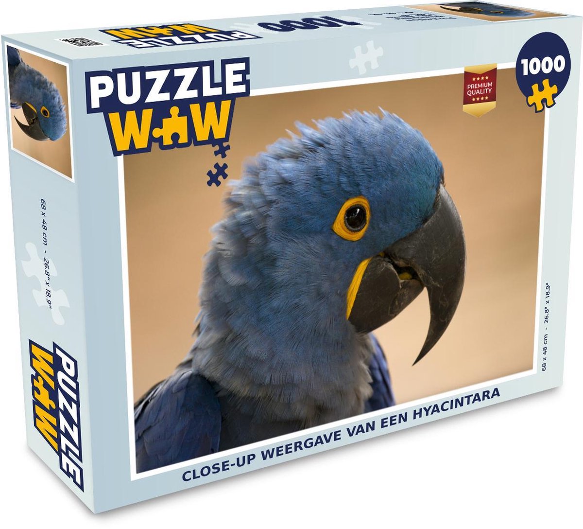 Puzzel 1000 stukjes volwassenen Hyacinthara 1000 stukjes - Close-up weergave van een hyacintara  - PuzzleWow heeft +100000 puzzels