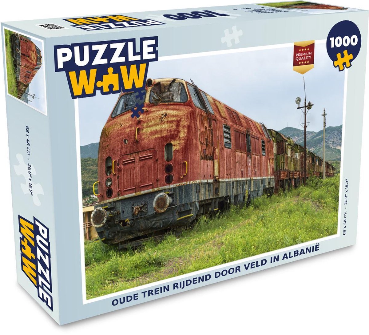 Puzzel 1000 stukjes volwassenen Albanië 1000 stukjes - Oude trein rijdend door veld in Albanië puzzel 1000 stukjes  - PuzzleWow heeft +100000 puzzels