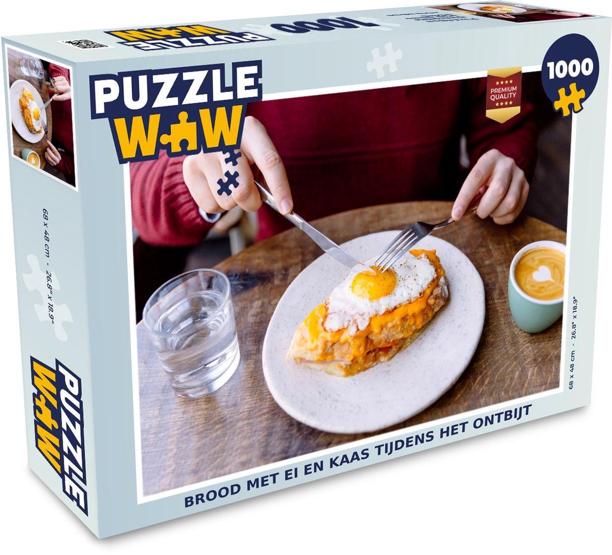 Puzzel 1000 stukjes volwassenen Kaasgerechten 1000 stukjes - Brood met ei en kaas tijdens het ontbijt  - PuzzleWow heeft +100000 puzzels