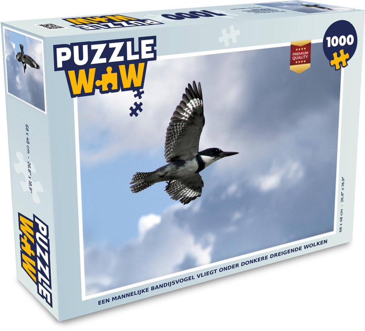Puzzel 1000 stukjes volwassenen Bandijsvogel 1000 stukjes - Een mannelijke Bandijsvogel vliegt onder donkere dreigende wolken  - PuzzleWow heeft +100000 puzzels