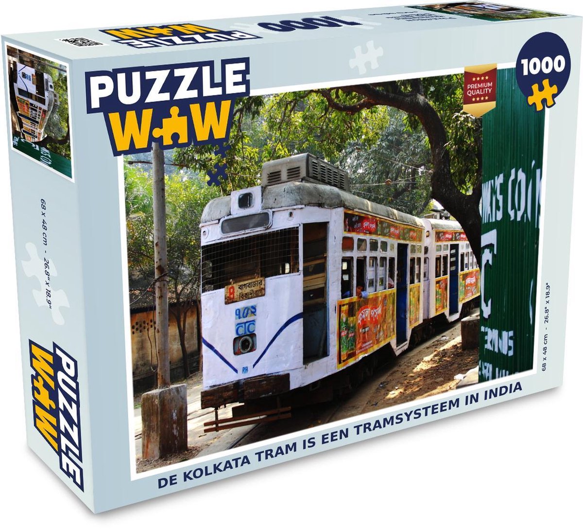 Puzzel 1000 stukjes volwassenen Tram 1000 stukjes - De Kolkata tram is een tramsysteem in India  - PuzzleWow heeft +100000 puzzels