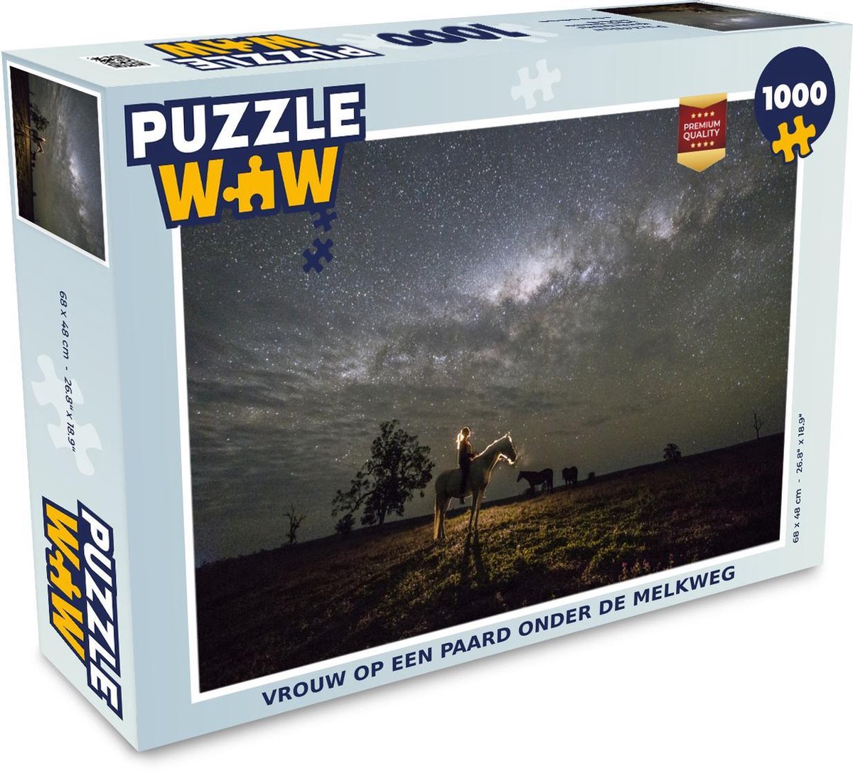 Puzzel 1000 stukjes volwassenen Paarden  1000 stukjes - Vrouw op een paard onder de Melkweg  - PuzzleWow heeft +100000 puzzels