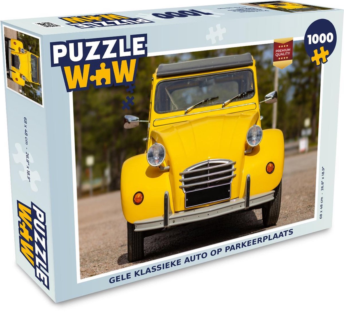 Puzzel 1000 stukjes volwassenen Klassieke Auto's 1000 stukjes - Gele klassieke auto op parkeerplaats  - PuzzleWow heeft +100000 puzzels