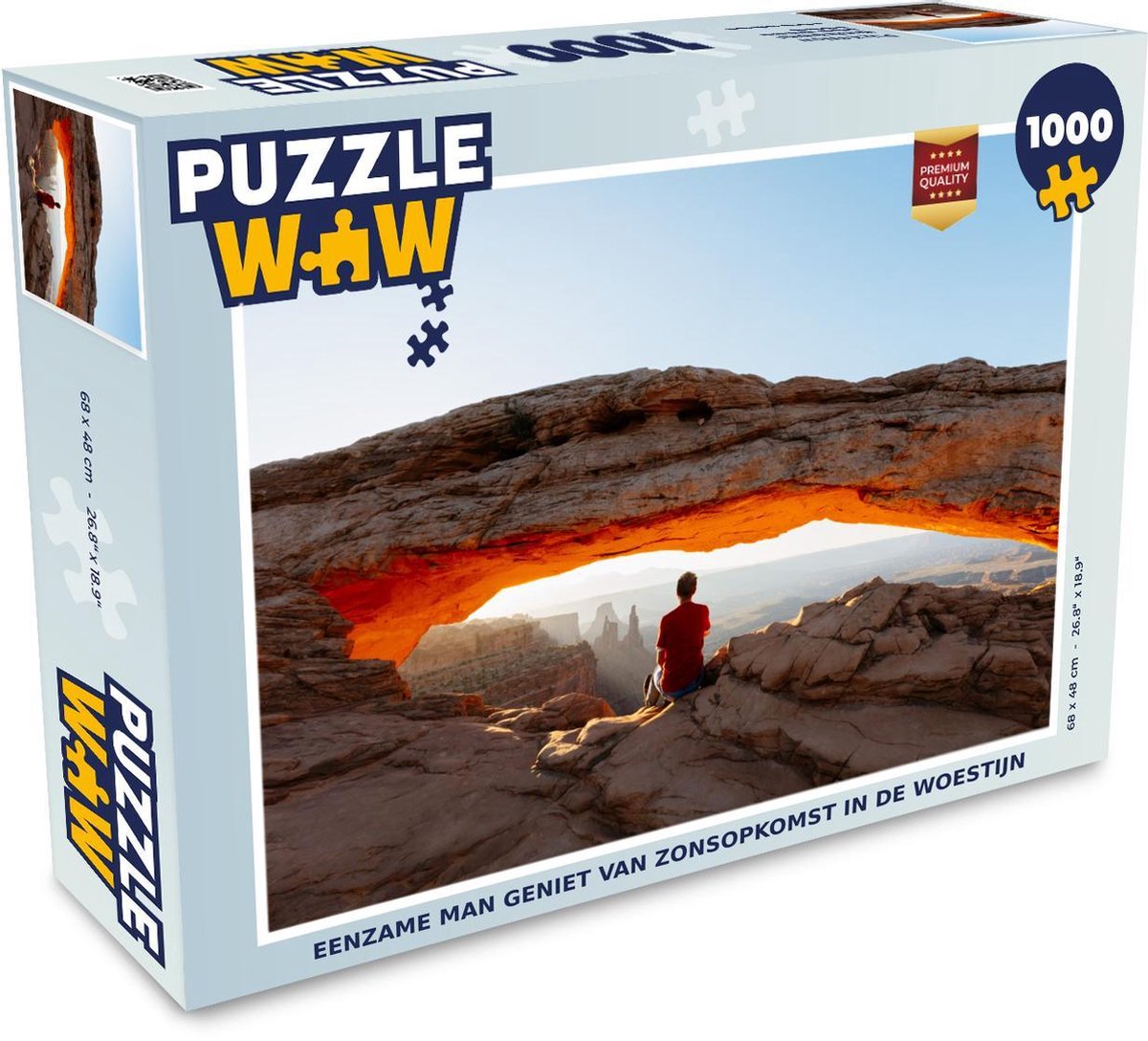 Puzzel 1000 stukjes volwassenen Alleen op de wereld 1000 stukjes - Eenzame man geniet van zonsopkomst in de woestijn  - PuzzleWow heeft +100000 puzzels