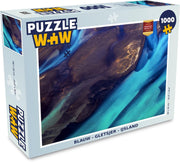 Puzzel - Puzzel 1000 stukjes volwassenen - Blauw - Gletsjer - IJsland - Legpuzzel