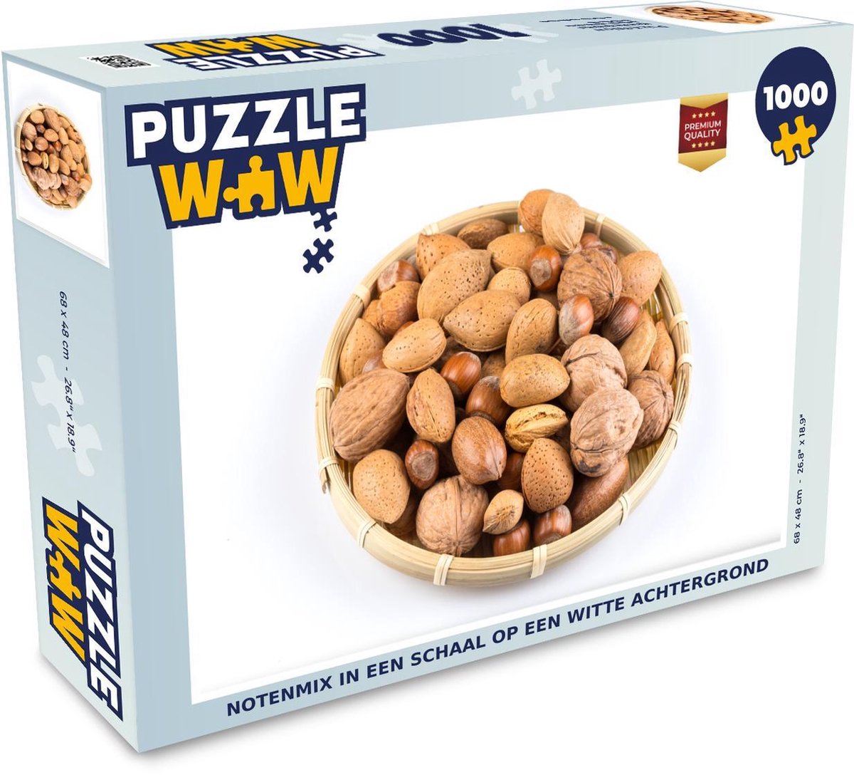 Puzzel 1000 stukjes volwassenen Notenmix 1000 stukjes - Notenmix in een schaal op een witte achtergrond puzzel 1000 stukjes  - PuzzleWow heeft +100000 puzzels
