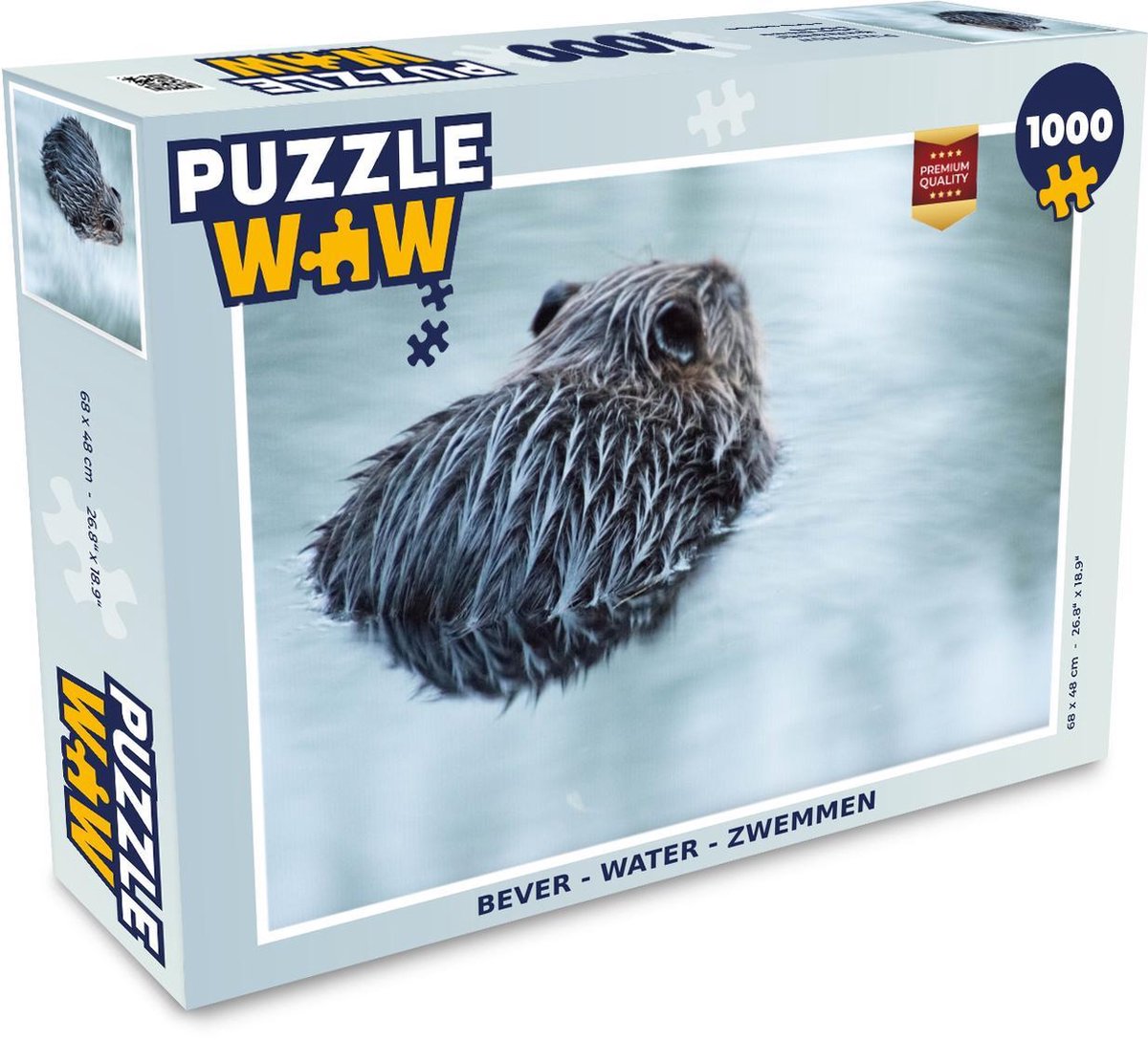 Puzzel - Puzzel 1000 stukjes volwassenen - Bever - Water - Zwemmen - Legpuzzel