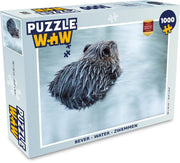 Puzzel - Puzzel 1000 stukjes volwassenen - Bever - Water - Zwemmen - Legpuzzel