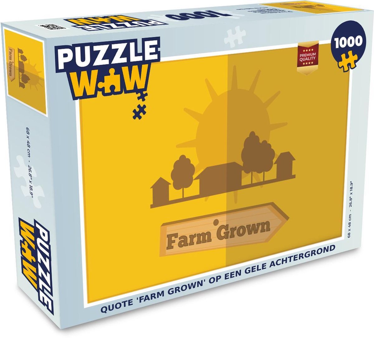 Puzzel 1000 stukjes volwassenen Boerderij 1000 stukjes - Quote 'Farm grown' op een gele achtergrond  - PuzzleWow heeft +100000 puzzels